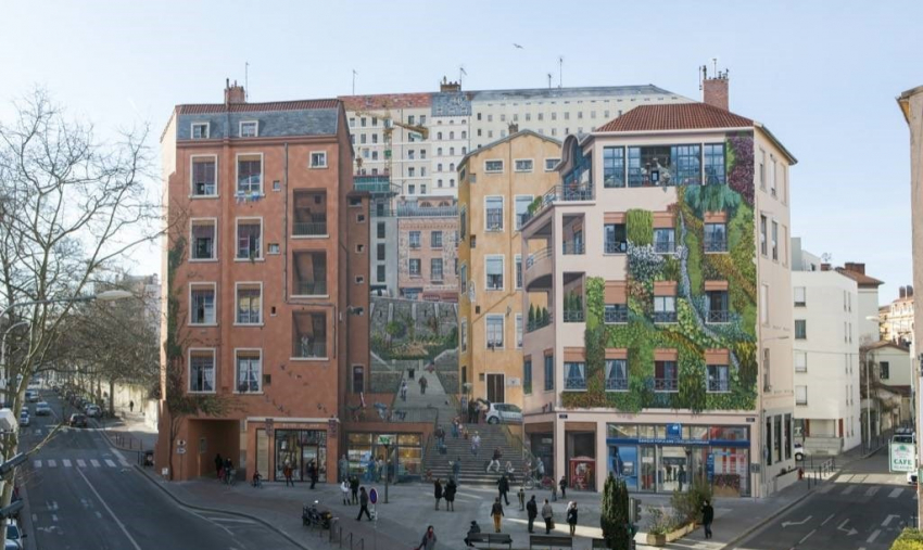 Photographie du Mur des Canuts, 1987 - Quartier de Croix-Rousse, Lyon 4e